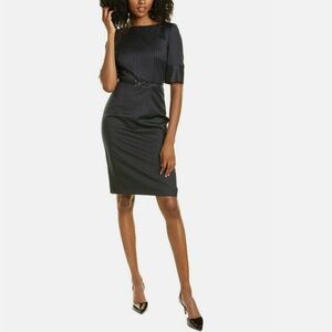 BOSS pinstripe belted sheath dress